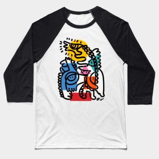 Colorful Graffiti Creatures Geometric Shapes Baseball T-Shirt